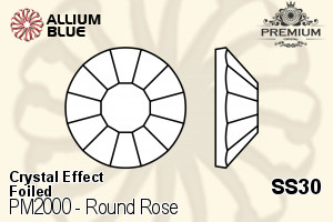 PREMIUM CRYSTAL Round Rose Flat Back SS30 Crystal Rainbow Dark F