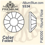 プレミアム ラウンド Rose Flat Back (PM2000) SS34 - カラー 裏面フォイル