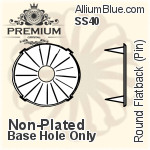 PREMIUM Round フラットバック Pin-Through 石座, (PM2001/S), ピン スルー, SS40 (8.7mm), メッキなし 真鍮