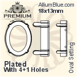 PREMIUM Oval 石座, (PM4130/S), 縫い穴付き, 18x13mm, メッキあり 真鍮