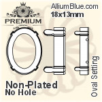 PREMIUM Oval 石座, (PM4130/S), 縫い穴なし, 18x13mm, メッキなし 真鍮