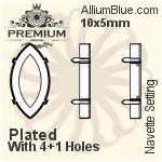 PREMIUM Navette 石座, (PM4200/S), 縫い穴なし, 8x4mm, メッキなし 真鍮