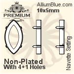 PREMIUM Navette 石座, (PM4200/S), 縫い穴付き, 6x3mm, メッキなし 真鍮