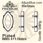 PREMIUM Pear 石座, (PM4300/S), 縫い穴付き, 13x7.8mm, メッキあり 真鍮