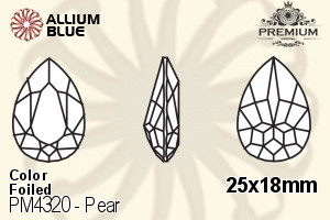 PREMIUM CRYSTAL Pear Fancy Stone 25x18mm Aqua F