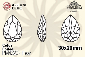 PREMIUM CRYSTAL Pear Fancy Stone 30x20mm Light Siam F