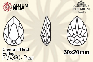 PREMIUM CRYSTAL Pear Fancy Stone 30x20mm Crystal Phantom Shine F