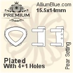 PREMIUM Pear 石座, (PM4370/S), 縫い穴付き, 15.5x14mm, メッキなし 真鍮