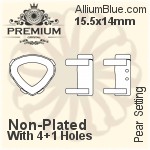 PREMIUM Pear 石座, (PM4370/S), 縫い穴なし, 15.5x14mm, メッキなし 真鍮