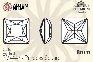 PREMIUM CRYSTAL Princess Square Fancy Stone 8mm Blue Zircon F