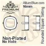 PREMIUM Cushion Cut 石座, (PM4470/S), 縫い穴なし, 16mm, メッキなし 真鍮
