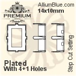 PREMIUM Step Cut 石座, (PM4527/S), 縫い穴付き, 18x13mm, メッキあり 真鍮