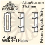 PREMIUM Princess Baguette 石座, (PM4547/S), 縫い穴付き, 24x8mm, メッキあり 真鍮