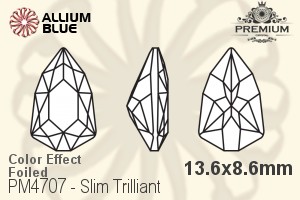 PREMIUM CRYSTAL Slim Trilliant 13.6x8.6mm Light Rose AB F
