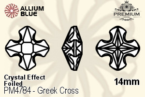PREMIUM CRYSTAL Greek Cross Fancy Stone 14mm Crystal Phantom Shine F