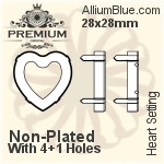 PREMIUM Heart 石座, (PM4800/S), 縫い穴なし, 6.5x6mm, メッキなし 真鍮