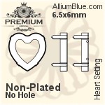 PREMIUM Heart 石座, (PM4800/S), 縫い穴付き, 28x28mm, メッキあり 真鍮