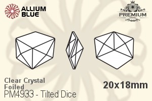 PREMIUM CRYSTAL Tilted Dice Fancy Stone 20x18mm Crystal F