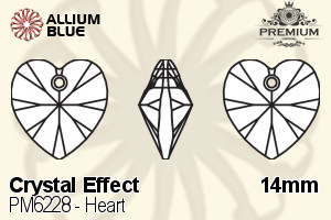 PREMIUM CRYSTAL Heart Pendant 14mm Crystal Satin