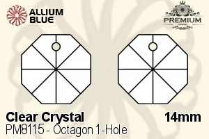 PREMIUM CRYSTAL Octagon 1-Hole Pendant 14mm Crystal