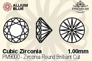 PREMIUM CRYSTAL Zirconia Round Brilliant Cut 1mm Zirconia Black