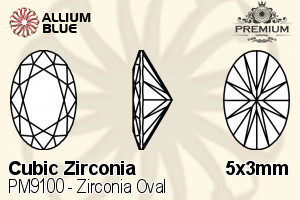 PREMIUM CRYSTAL Zirconia Oval 5x3mm Zirconia Apple Green