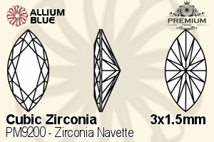 PREMIUM CRYSTAL Zirconia Navette 3x1.5mm Zirconia Golden Yellow