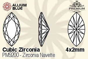PREMIUM CRYSTAL Zirconia Navette 4x2mm Zirconia Olivine