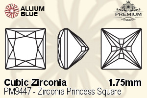 PREMIUM CRYSTAL Zirconia Princess Square 1.75mm Zirconia Blue Sapphire