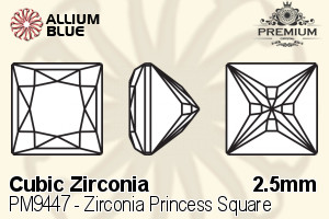 PREMIUM CRYSTAL Zirconia Princess Square 2.5mm Zirconia Black