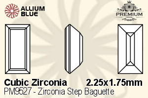 PREMIUM CRYSTAL Zirconia Step Baguette 2.25x1.75mm Zirconia White