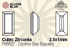 PREMIUM CRYSTAL Zirconia Step Baguette 2.5x1mm Zirconia White