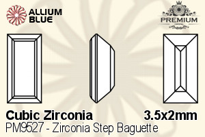 PREMIUM CRYSTAL Zirconia Step Baguette 3.5x2mm Zirconia White