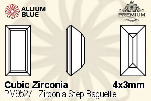 PREMIUM CRYSTAL Zirconia Step Baguette 4x3mm Zirconia White