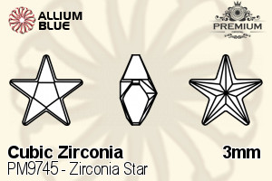 PREMIUM CRYSTAL Zirconia Star 3mm Zirconia White