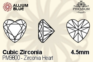 PREMIUM CRYSTAL Zirconia Heart 4.5mm Zirconia Champagne