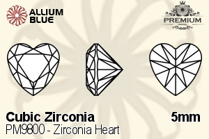 PREMIUM CRYSTAL Zirconia Heart 5mm Zirconia White
