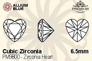 PREMIUM CRYSTAL Zirconia Heart 6.5mm Zirconia White