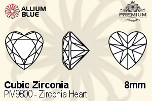 PREMIUM CRYSTAL Zirconia Heart 8mm Zirconia Black