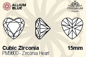 PREMIUM CRYSTAL Zirconia Heart 15mm Zirconia Champagne