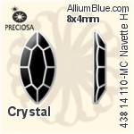Preciosa プレシオサ MC マシーンカットNavette Flat-Back Hot-Fix Stone (438 14 110) 8x4mm - クリスタル
