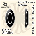 Preciosa プレシオサ MC マシーンカットNavette ラインストーン (438 14 110) 4x2mm - カラー（コーティング） 裏面にホイル無し