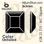 Preciosa プレシオサ MC マシーンカットSquare ラインストーン (438 23 210) 3x3mm - カラー 裏面にホイル無し