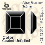 Preciosa プレシオサ MC マシーンカットSquare ラインストーン (438 23 210) 3x3mm - カラー（コーティング） 裏面にホイル無し