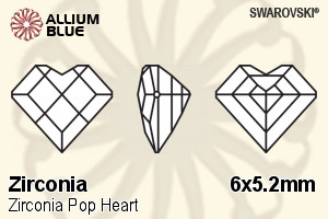 SWAROVSKI GEMS Cubic Zirconia Heart Pop Aquamarine 6.00x5.20MM normal +/- FQ 0.060