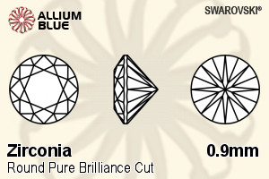 SWAROVSKI GEMS Cubic Zirconia Round Pure Brilliance Aquamarine 0.90MM normal +/- FQ 1.000