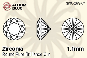 SWAROVSKI GEMS Cubic Zirconia Round Pure Brilliance Frosty Mint 1.10MM normal +/- FQ 1.000