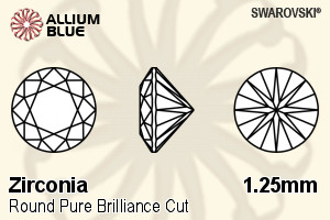 SWAROVSKI GEMS Cubic Zirconia Round Pure Brilliance Greyish Blue 1.25MM normal +/- FQ 1.000