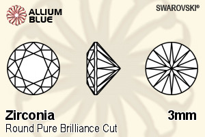 SWAROVSKI GEMS Cubic Zirconia Round Pure Brilliance Silk White 3.00MM normal +/- FQ 0.200