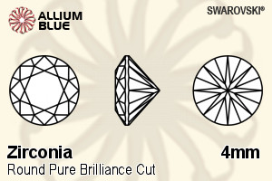 SWAROVSKI GEMS Cubic Zirconia Round Pure Brilliance White 4.00MM normal +/- FQ 0.080